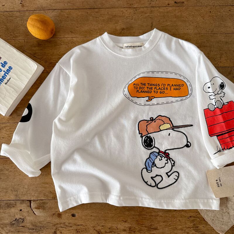 在庫あり長袖子供用 Tシャツ 2025 秋冬韓国風カジュアルベビー半袖夏かわいいボトリングシャツ男の子と女の子用|undefined