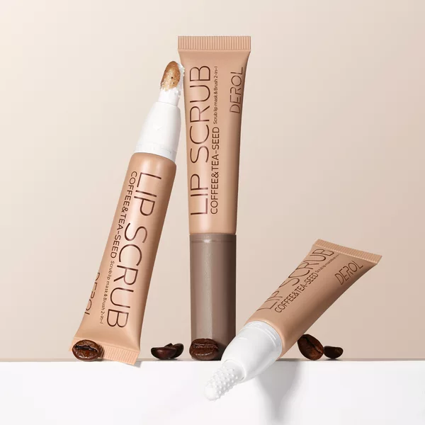 Cross-border DEROL Lip Scrub Silicone Brush Head Hydrating, Soothing and Moisturizing, Exfoliating and Fading Lip Pattern Lip Protection Film