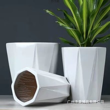 陶瓷花盆大号特大号带托盘多肉花盆欧式简约白色绿萝工厂一件批发