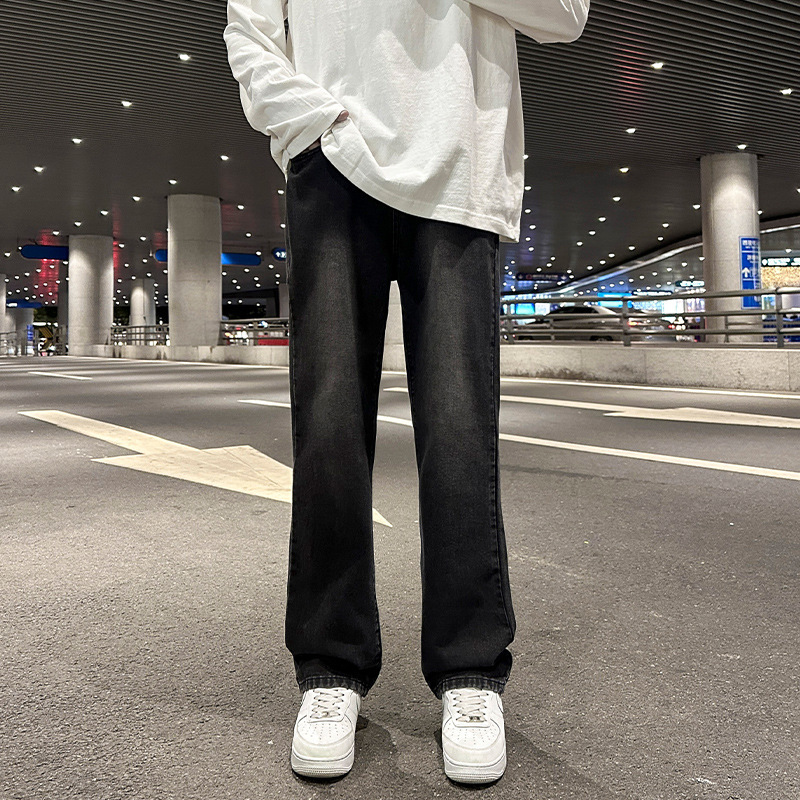 微喇牛仔裤男直筒修身2025秋冬季加绒新款美式vibe高街男生长裤子|undefined