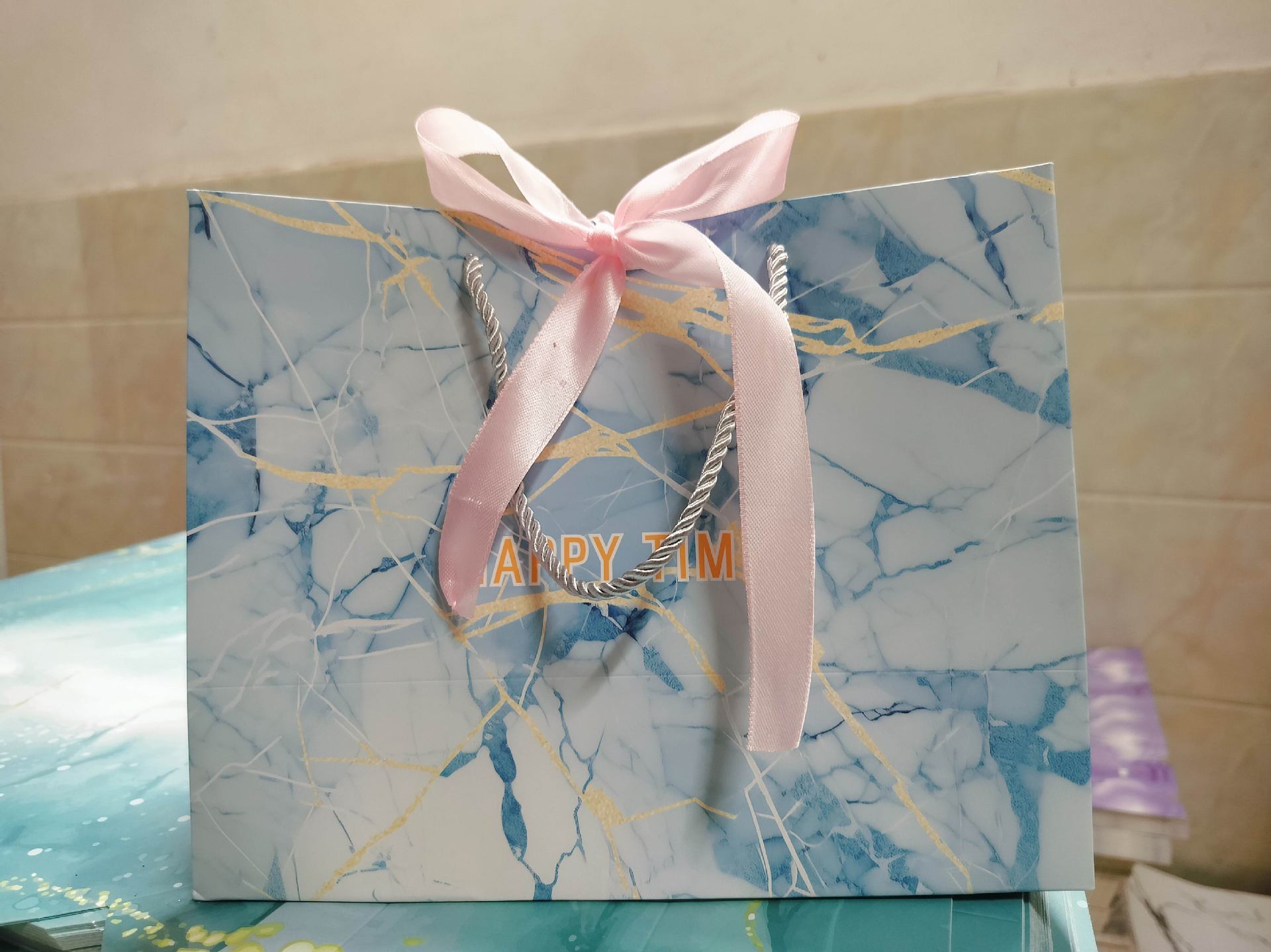 핑크 리본, 흰색 판지, 소형(18*10*16)