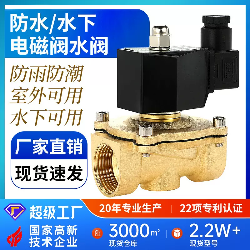 防水室外电磁阀水阀AC220V常闭水管控制阀开关4分6不发热24V水下