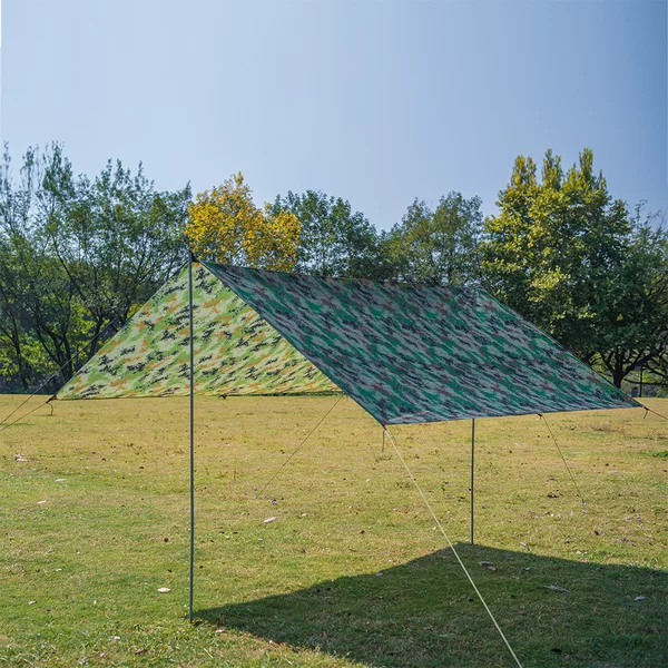 Outdoor Multifunctional Square Canopy Waterproof Sunshade Beach Tent Lightweight Silver-Coated Ground Mat