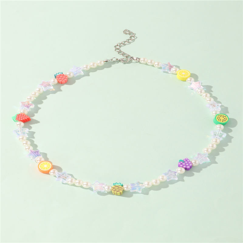 Perle De Riz Colorée Perle Fruit Collier Mignon Bijoux En Gros Nihaojewelry display picture 8