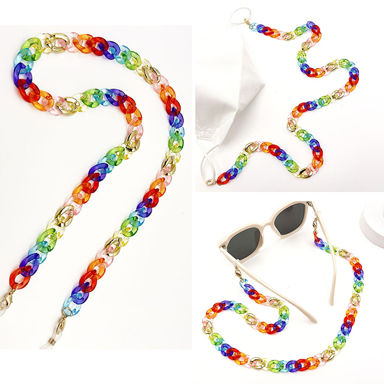 Cross border Europe and America Acrylic chain adult Mask Lanyards Mixed color Use non-slip Cross chain Eyewear chain