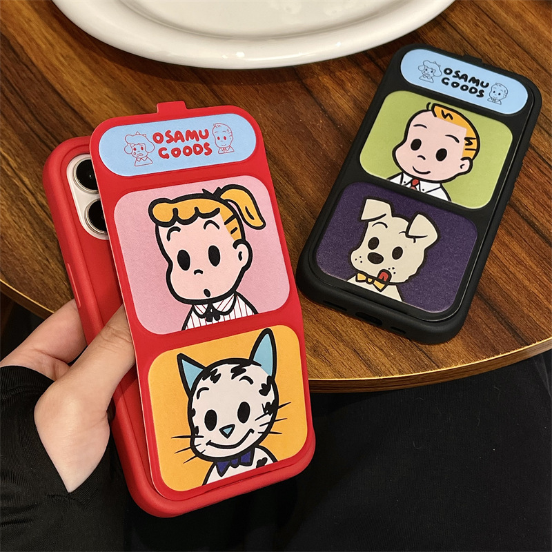 Fun Cute Japanese and Korean Stand for Apple 16promx Cartoon iPhone15 Flip Folding 14/13/12