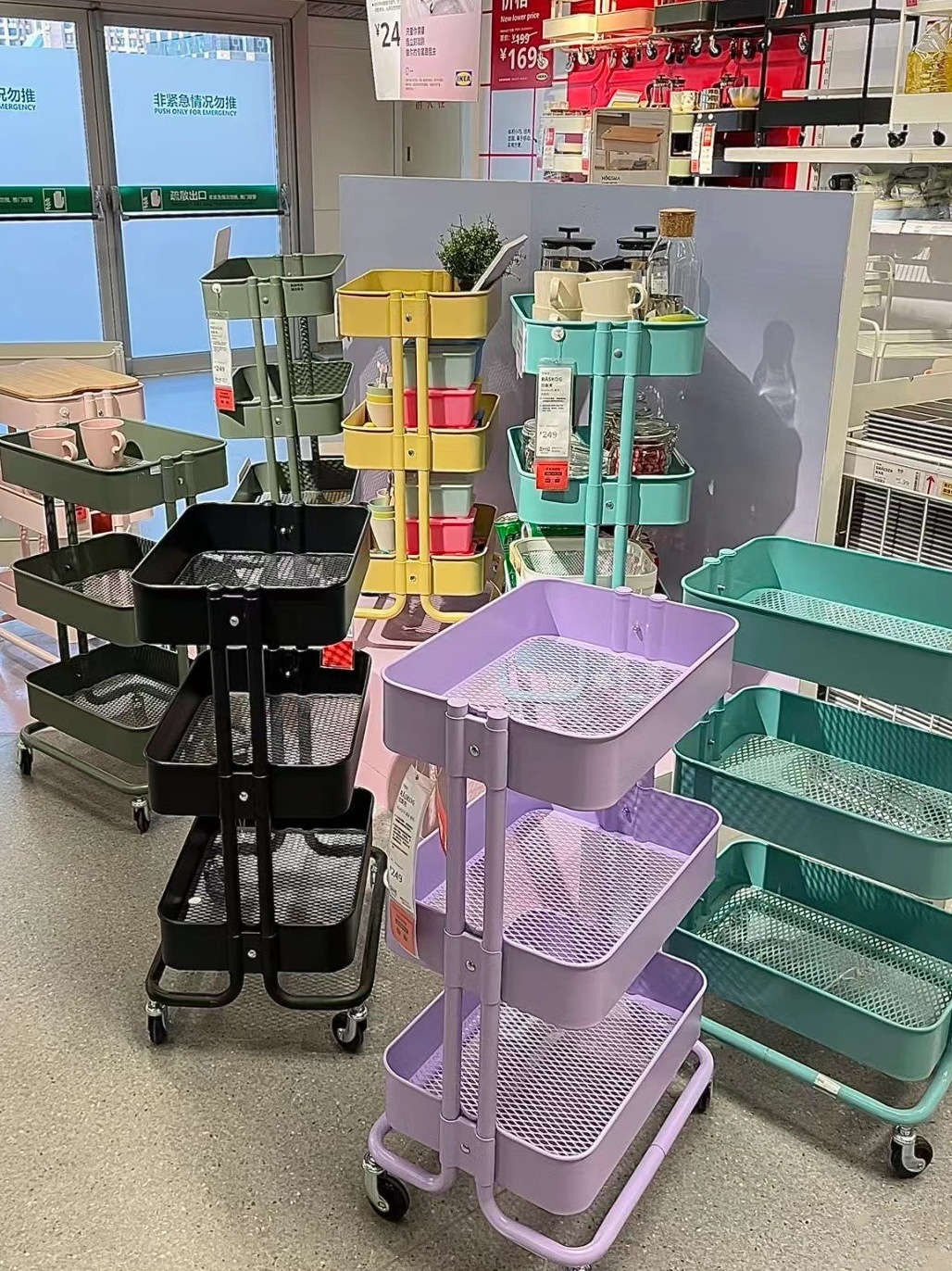 管径22mm拉斯克手推车厨房储物架客厅零食收纳架幼儿园保温水杯架