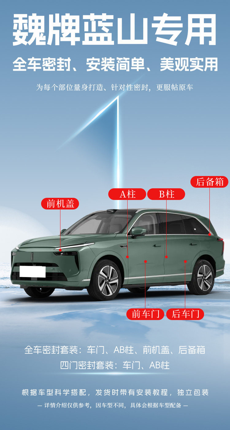 Wey Lanshan Dht-Phev/Mountain-Specific Car Door Soundproof Sealing Strip for Noise Reduction, Dust and Water Protection, and Modification