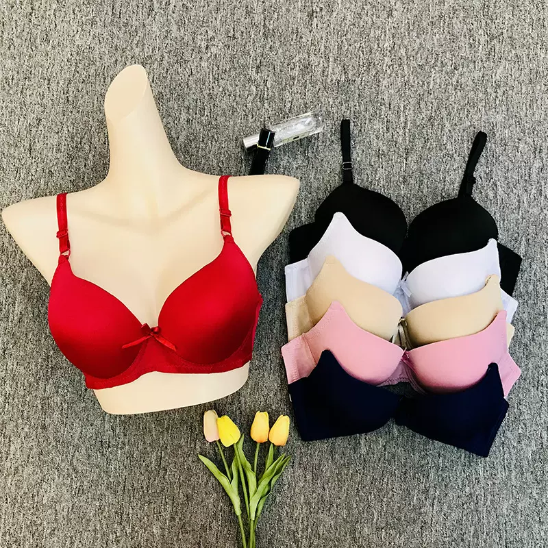 跨境欧美光面内衣女小胸聚拢显大厚杯有钢圈上托性感文胸工厂批发