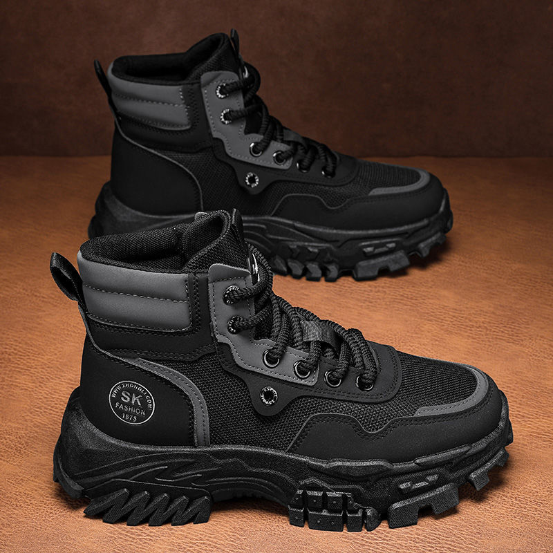 Botas Martin para hombres primavera transpirable de alto impacto británico botas de herramienta retro al aire libre montañismo deserto botas de combate ruibarbo
