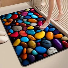 3D立体鹅卵石硅藻泥浴室吸水垫速吸防滑脚垫卫生间厨房门口地垫