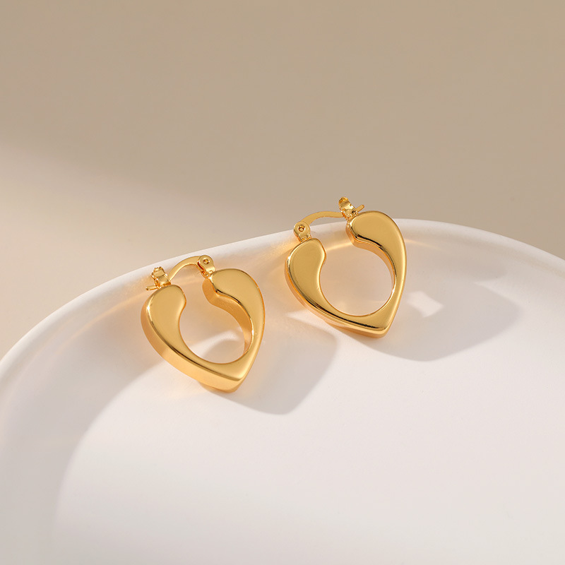 Sweet Heart Shape Copper Plating Earrings 1 Pair