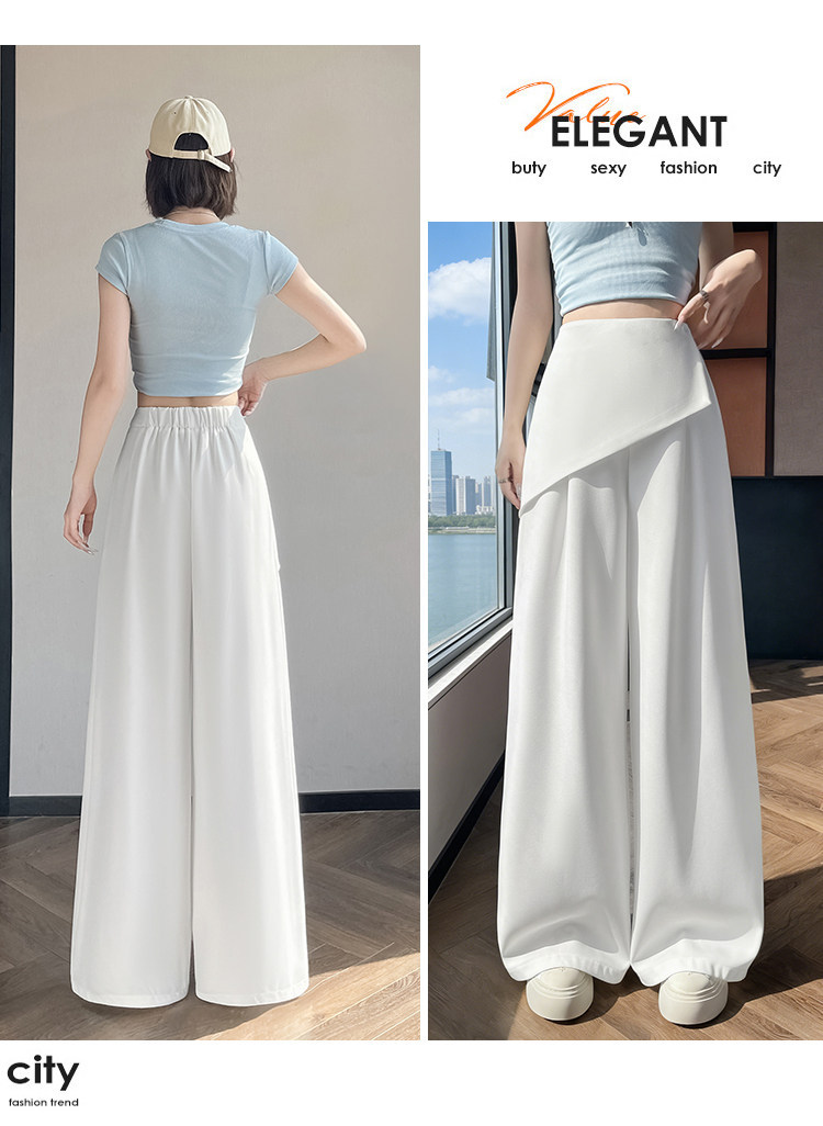 Quần culottes nữ ống rộng phối mảnh giả hai dây, cạp cao tạo dáng thon gọn — Xám kéo dài chi tiết 33