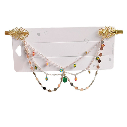 Hanchen's new Chinese style children's hair accessories girls Hanfu hairpin ancient style hairpin butterfly tassel headdress forehead chain