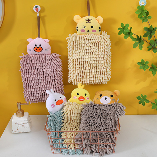 Chenille quick-drying hand towel hanging cute hand ball bathroom kitchen children's rag absorbent towel household