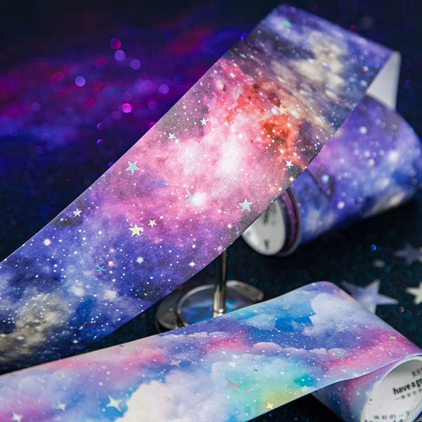 Beautiful Day Starry Dream Series Washi Tape Starry Sky Fantasy Laser Silver Handbook Base Sticker Material