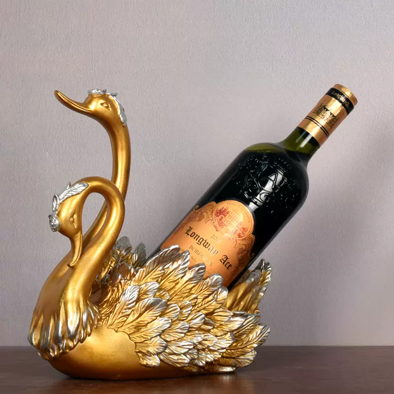 欧式招财情侣天鹅红酒架玄关酒柜客厅电视柜装饰摆件创意家居礼品