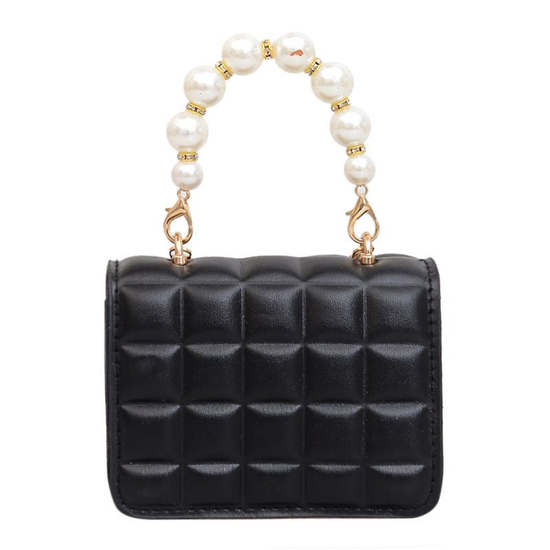 Bolso de cadena de perlas de indentación de tela escocesa de moda de este año mini bolso de mensajero de hombro de cadena de estilo occidental bolso de los niños