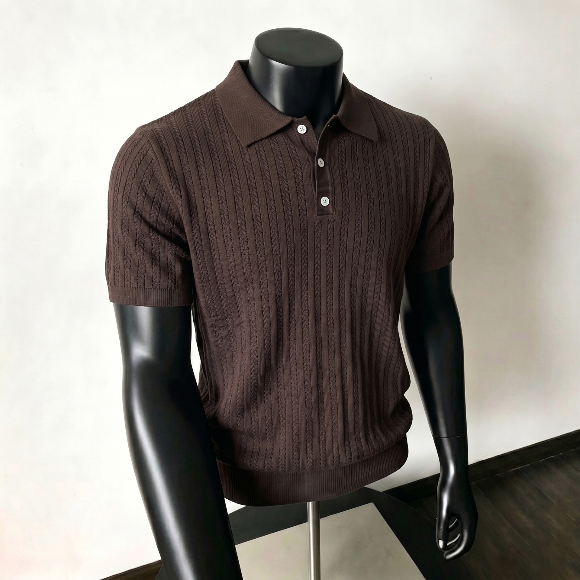 Polo camiseta de punto camiseta de manga corta camiseta de hombre con solapa viejo estilo de negocios texturas de hielo verano fábrica transfronteriza al por mayor
