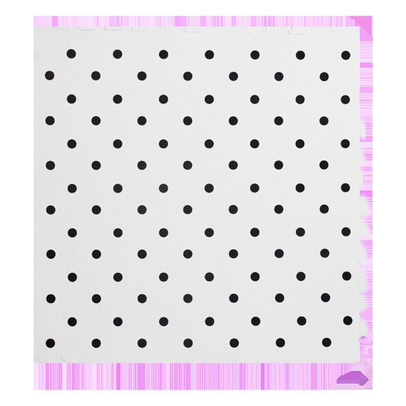 Direct Sales from the Manufacturer: Eva Floor Mats with White Base and Black Dots, Non-Slip and Easy to Clean. 1m Interlocking Mats, Exclusively for Cross-Border Home Use