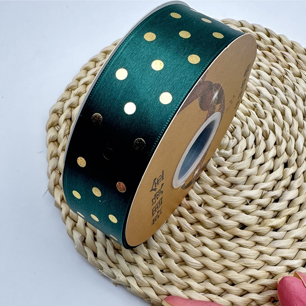 4CM gran punto dorado cinta acompañante regalo de mano embalaje flor caja de pastel decoración punto de onda hecha a mano cinta de poliéster DIY