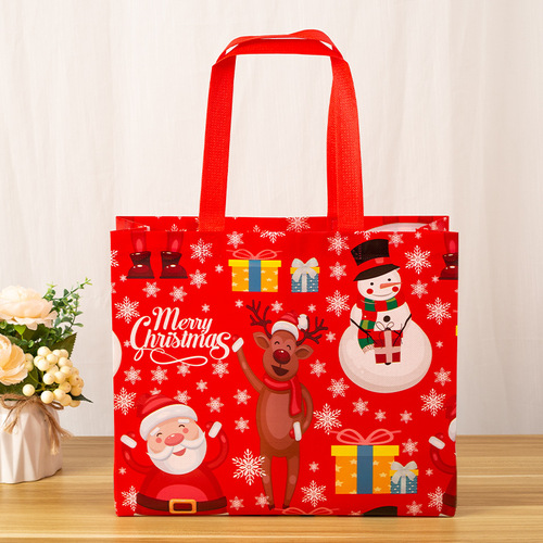 Christmas gift bag manufacturer wholesale non-woven portable laminated bag printing non-woven bag hot stamping logo