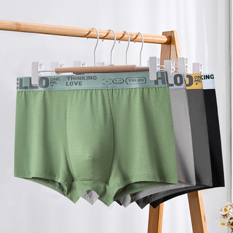Pantalones interiores personalizadas de algodón para hombres verano delgado antibacteriano respirable de cintura media para hombres un quad de algodón