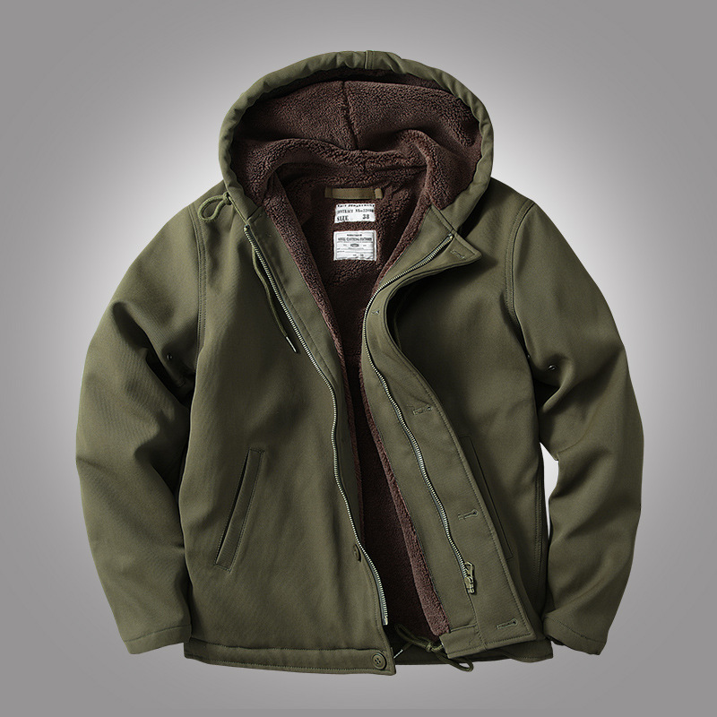 美式复古工装棉服男海军N1甲板服加厚棉衣连帽羊羔绒外套AKN1001