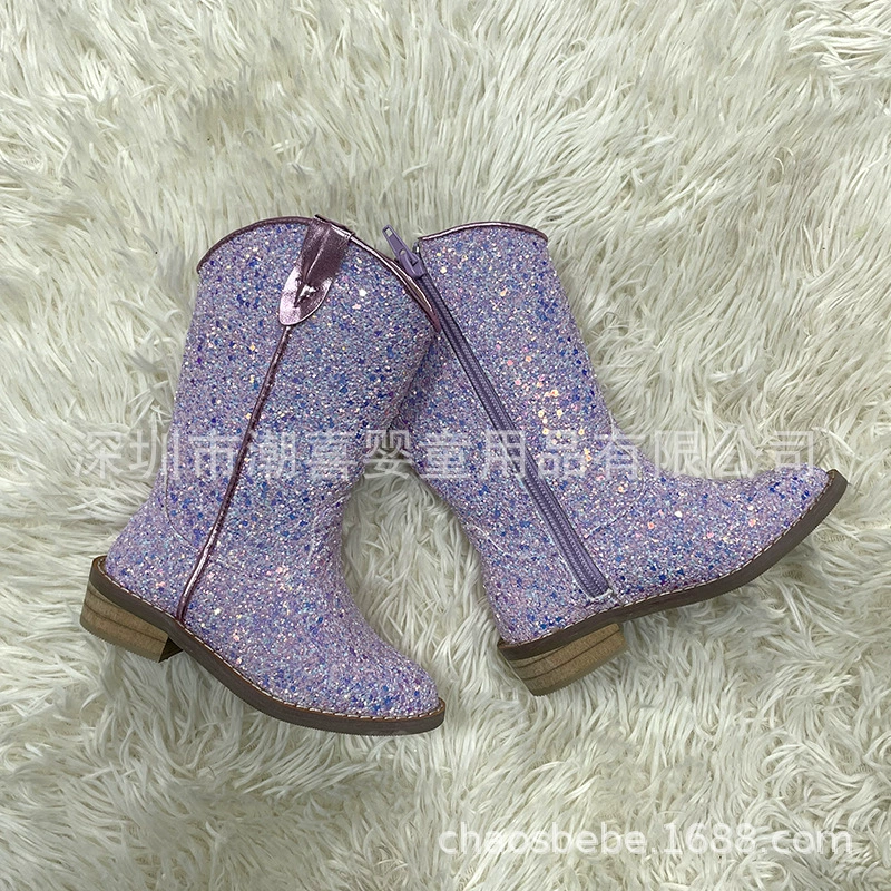 High boots with zipper, demi-season denim shoes, European style