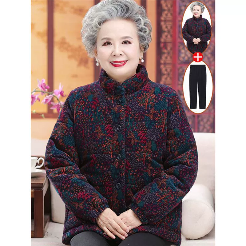 Пожилая мама пожилая женщина зимняя хлопчатобумажная куртка пожилая бабушка зимняя куртка вельвет