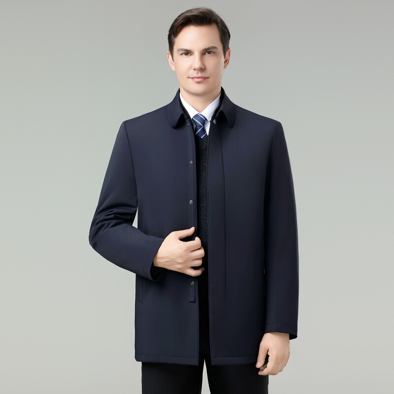 Counter Middle-Aged and Elderly Winter down Jacket Men's Lightweight White Duck down Removable Liner Classy Business Warm Dad Jacket