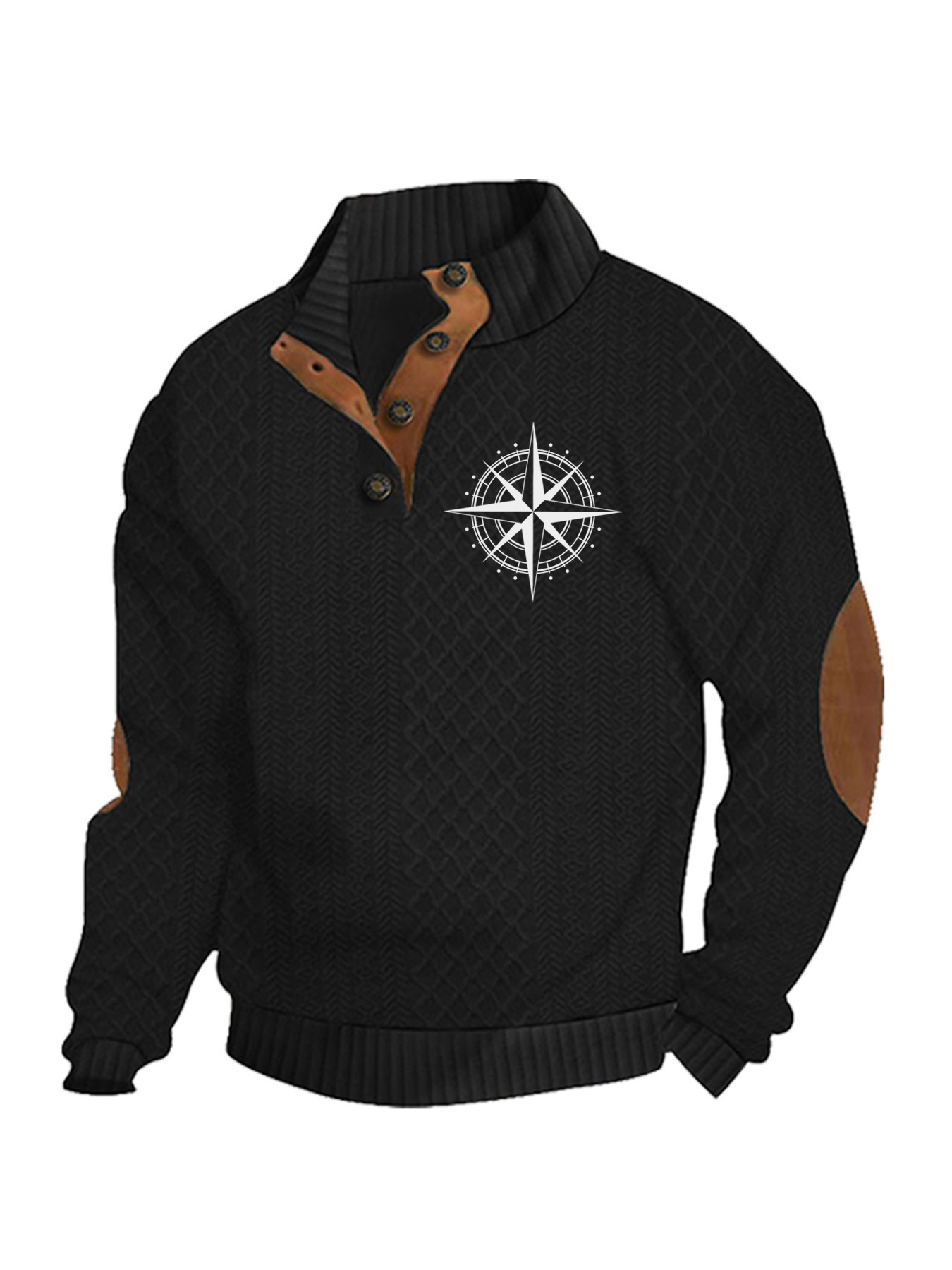 Transfronterizos Amazon otoño invierno caliente tamaño europeo para hombres al aire libre imitación de cuello de manga larga impresa hoodie de tres botones