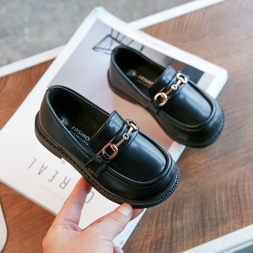 Children's black leather shoes  autumn new Korean style girls' British style shoes fashionable and versatile girls' shoes