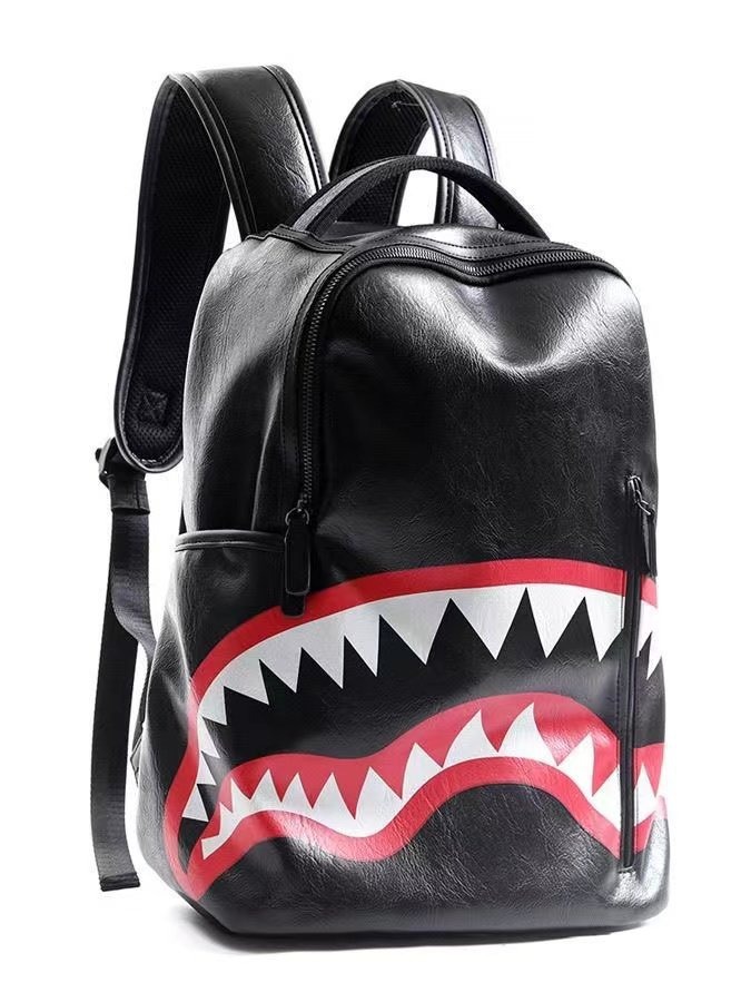 New Shark Backpack Men's and Women's Student Schoolbag Fashion Large Capacity Leisure Travel Fashion Handsome Backpack Fashion Brand