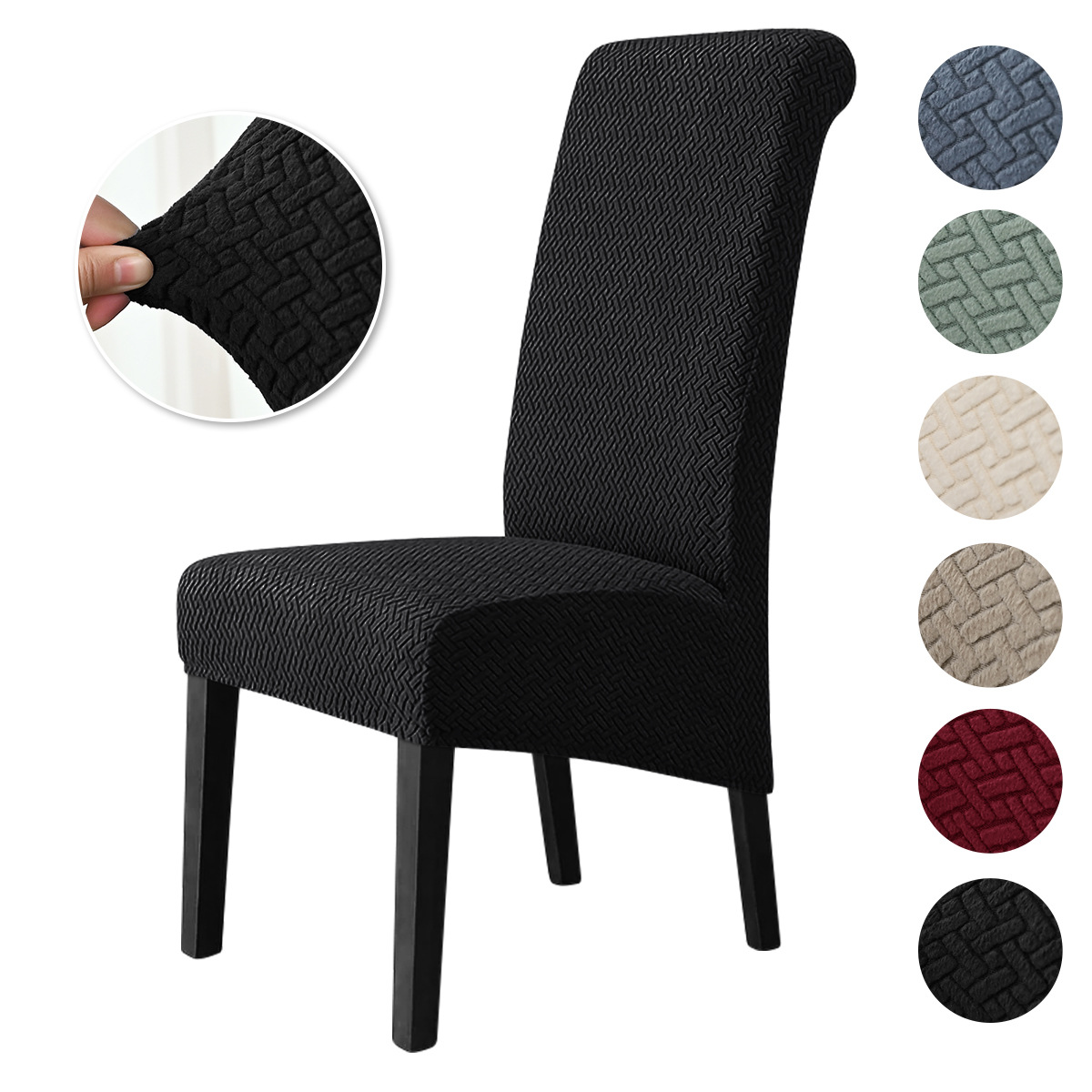 Cubierta de silla elástica en forma de T transfronteriza, cubierta de silla de respaldo alto, tabla de comedor casera grande inclinada.