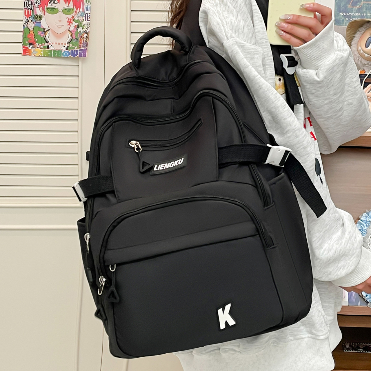 Multi-Compartment Backpack with Large Capacity for Junior High School Girls, Niche Ins-Style Backpack, Forest-Style Campus Backpack, Laptop Backpack
