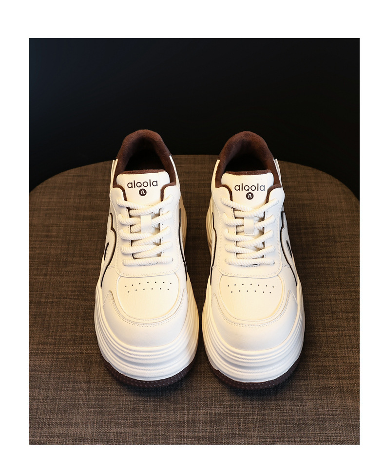 Giày sneaker nữ đế dày tăng chiều cao, phong cách đa năng, lót nhung ấm — gạo nâu chi tiết 19