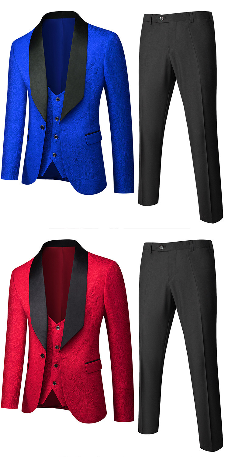 New Business Leisure for Men's Wedding and Groom Dress Hall Suit Three piece Set 3D_vogarts.com