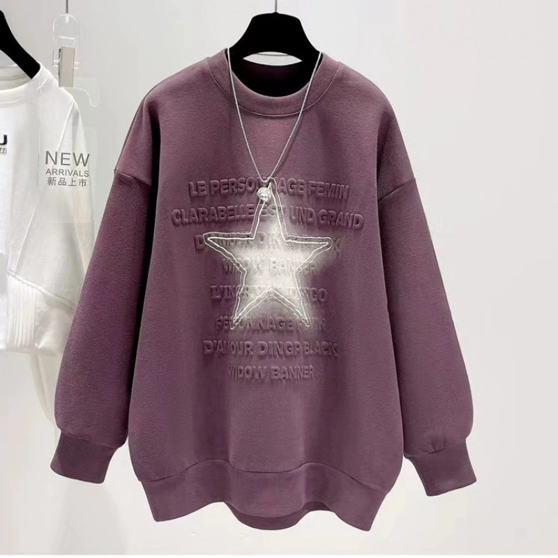 Женская толстовка из 100% чистого хлопка с принтом тай-дай, круглым вырезом, осенне-зимний оверсайз топ, модный повседневный стиль