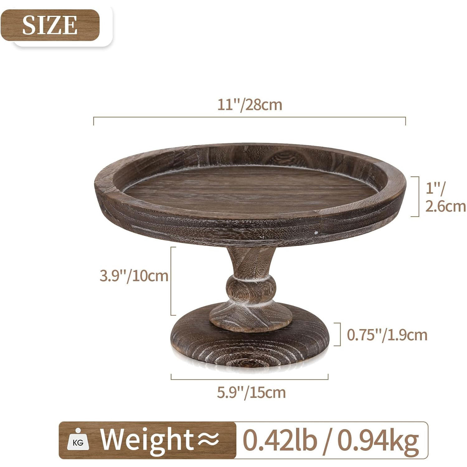 Acacia de madera de pie alto plato de pastel mesa de comedor reposter bandeja desmontable servicio de fiesta de boda placa de exhibición de madera sólida1 image 7