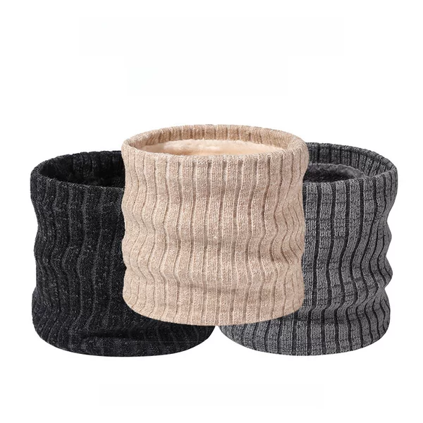Winter new fleece-lined warm scarf wide striped Versatile scarf thickened knitted wool cover neck collar wholesale