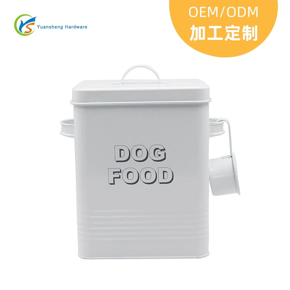 Ведро для хранения кормов для домашних животных с ложкой из оцинкованного железа, влагостойкое ведро для хранения корма для кошек и собак, герметичное домашнее животное может
