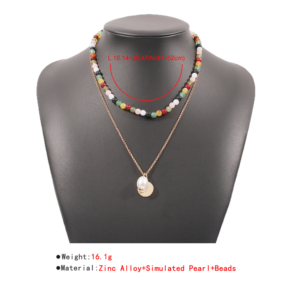 Fashion Imitation Pearl Disc Contrast Color Necklace display picture 4