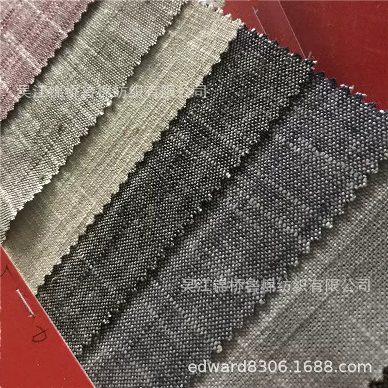 麻棉色织布现货10*10粘亚麻竹节青年布条子条纹亚麻棉提花衬衫布