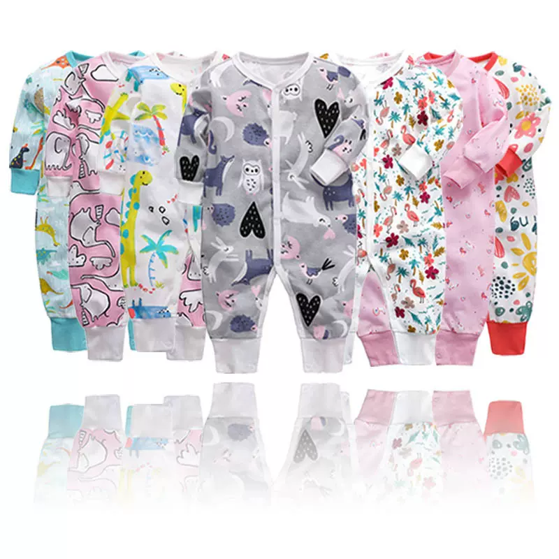 新款-婴儿连体衣长袖连身衣婴幼儿平脚哈衣休闲爬服春秋宝宝睡衣
