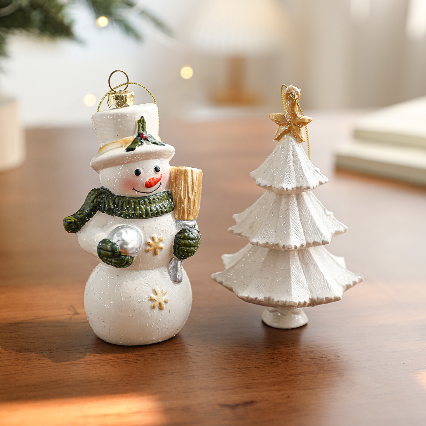 Nuevo plástico blanco verde flocos de nieve Santa colgante colgante árbol de Navidad colgante decoración suministros en stock