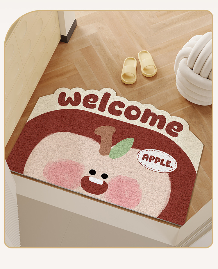 Dropshipping Available: Cute Entrance Door Mat Made of Silk Loop Material, Non-Slip and Dirt-Resistant, Suitable for Bathroom Sinks, Can Be Cut to Size