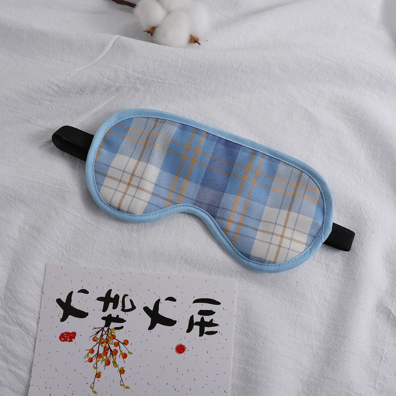 日系創意満版プリント格子縞レトロシンプルアイマスクヘアセット遮光睡眠アイマスク現物多色|undefined