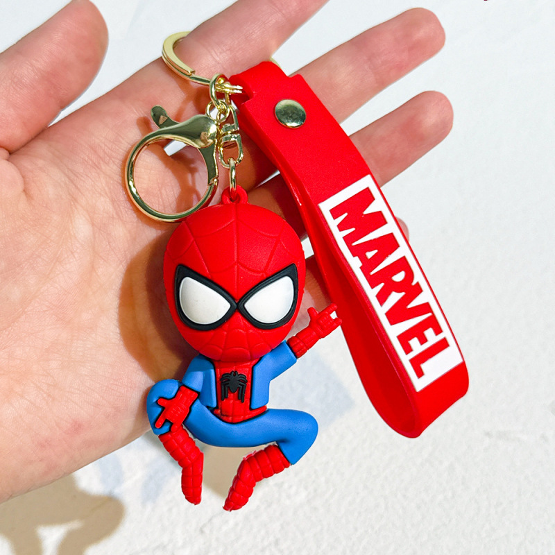 漫画スーパーヒーロー人形ストラップキーチェーンアイアンマン人形シンプルなキーホルダーかわいいペンダント卸売り|undefined