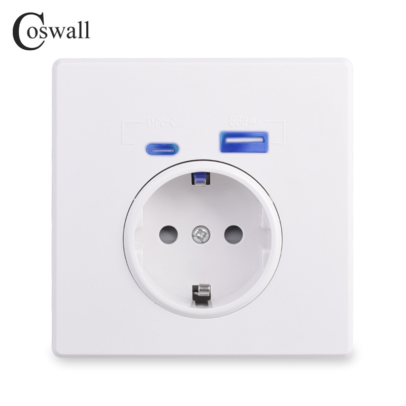 Type-C接口插座，亚克力面板欧盟法国标准 德标法标插座带USB美学